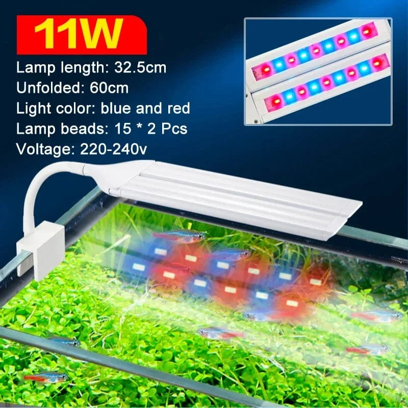 Superhelle Clip-Lampe, LED-Aquarium-Licht für Wasserpflanzen, Aquarium, Vollspektrum-Timing-Lampe, 220–240 V, 30–70 cm, 4 W, 8 W, 13 W