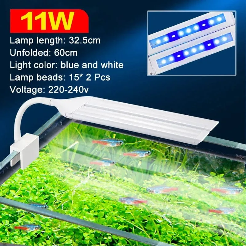 Superhelle Clip-Lampe, LED-Aquarium-Licht für Wasserpflanzen, Aquarium, Vollspektrum-Timing-Lampe, 220–240 V, 30–70 cm, 4 W, 8 W, 13 W