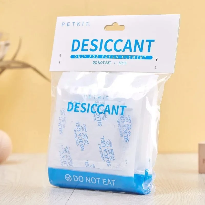 PETKIT Ersetztes Trockenmittel, Konservierungsmittel, Feuchtigkeitsschutzmittel für Smart Feeder – 5 Packungen transparente Kieselgelperlen