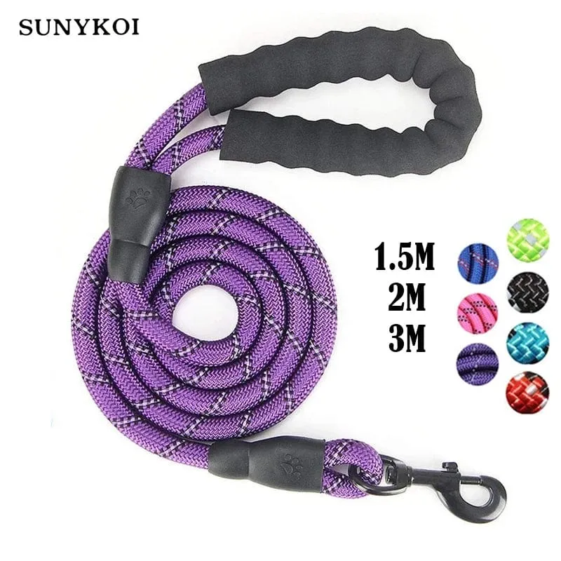 1.5 M/2 M/3 M Große Hund Seil Runde 1.2 CM Nylon Haustier Leine Stärken Reflektierende Seil spaziergang Hund Traktion Kragen Harness Hundeleine