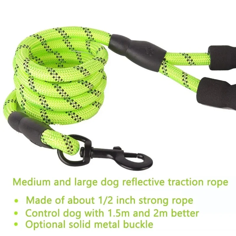 1.5 M/2 M/3 M Große Hund Seil Runde 1.2 CM Nylon Haustier Leine Stärken Reflektierende Seil spaziergang Hund Traktion Kragen Harness Hundeleine