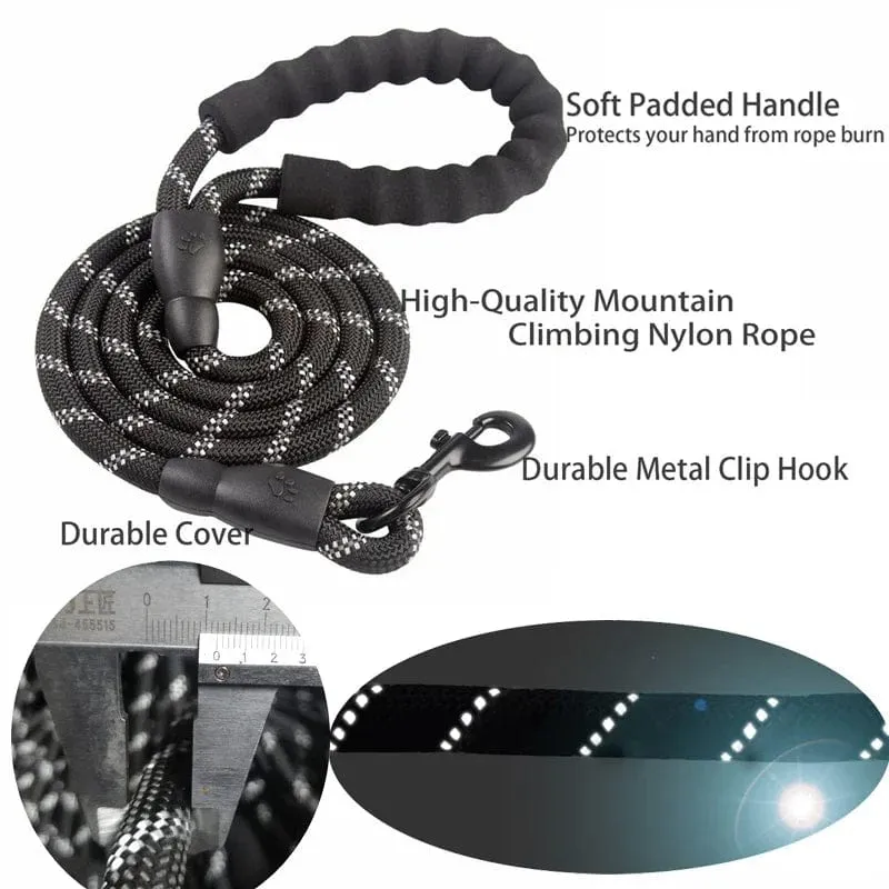 1.5 M/2 M/3 M Große Hund Seil Runde 1.2 CM Nylon Haustier Leine Stärken Reflektierende Seil spaziergang Hund Traktion Kragen Harness Hundeleine