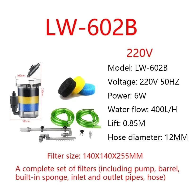 sunsun Aquariumfilter Ultra-leiser externer Aquariumfiltereimer 110V-220V 6W 400L/H HW-602B HW-603B LW-602B LW-603B