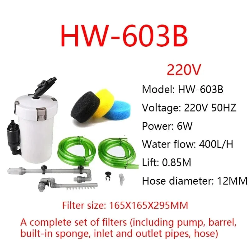 sunsun Aquariumfilter Ultra-leiser externer Aquariumfiltereimer 110V-220V 6W 400L/H HW-602B HW-603B LW-602B LW-603B