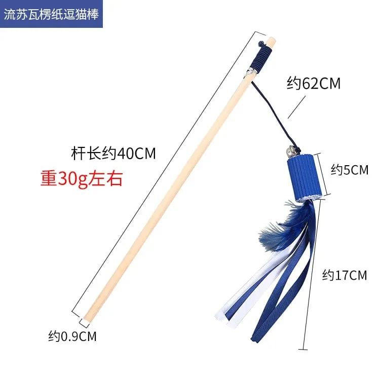 Haustier Katze Teaser Multi Farbe Vogel Feder Plüsch Katze Holz Interaktive Katze Catcher Stick Maus Fisch Katze Interaktives Spielzeug mit Glocke