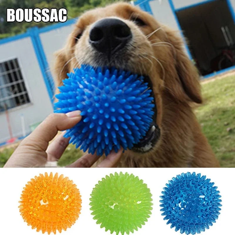 Haustier Hund Spielzeug Katze Welpen Sounding Spielzeug Polka Quietschende Zahn Reinigung Ball TPR Ausbildung Haustier Zähne Kauen Spielzeug Dornen bälle Zubehör