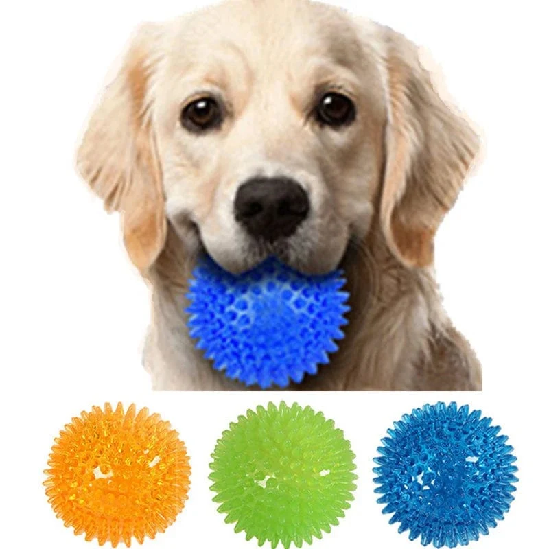 Haustier Hund Spielzeug Katze Welpen Sounding Spielzeug Polka Quietschende Zahn Reinigung Ball TPR Ausbildung Haustier Zähne Kauen Spielzeug Dornen bälle Zubehör
