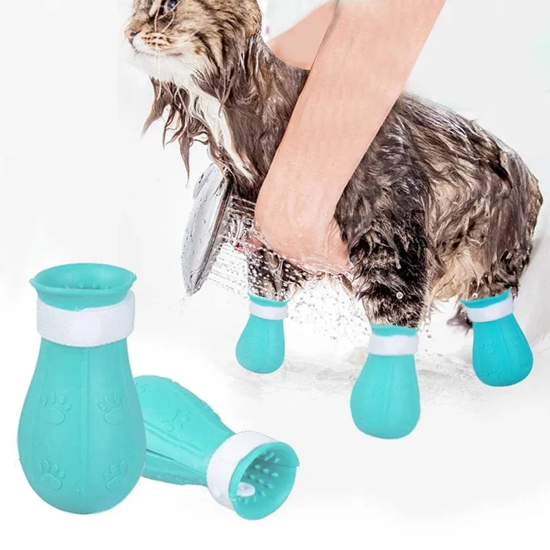 Katze Klaue Schutz Bad Anti-Scratch Katze Schuhe Für Katze Einstellbare Haustier Bad Waschen Stiefel Katze Pfote Nagel Abdeckung haustier Pflege Liefert