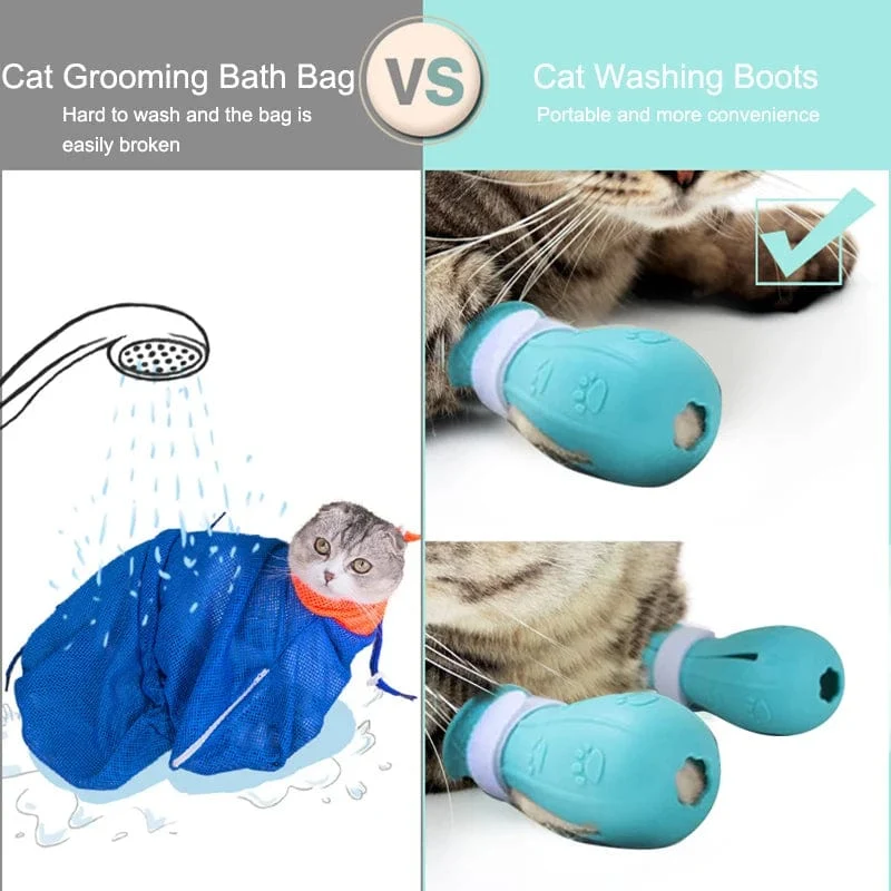 Katze Klaue Schutz Bad Anti-Scratch Katze Schuhe Für Katze Einstellbare Haustier Bad Waschen Stiefel Katze Pfote Nagel Abdeckung haustier Pflege Liefert