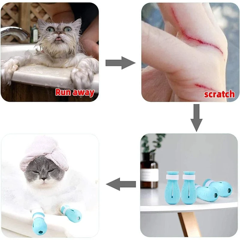 Katze Klaue Schutz Bad Anti-Scratch Katze Schuhe Für Katze Einstellbare Haustier Bad Waschen Stiefel Katze Pfote Nagel Abdeckung haustier Pflege Liefert