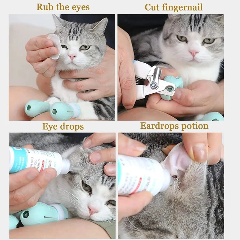 Katze Klaue Schutz Bad Anti-Scratch Katze Schuhe Für Katze Einstellbare Haustier Bad Waschen Stiefel Katze Pfote Nagel Abdeckung haustier Pflege Liefert