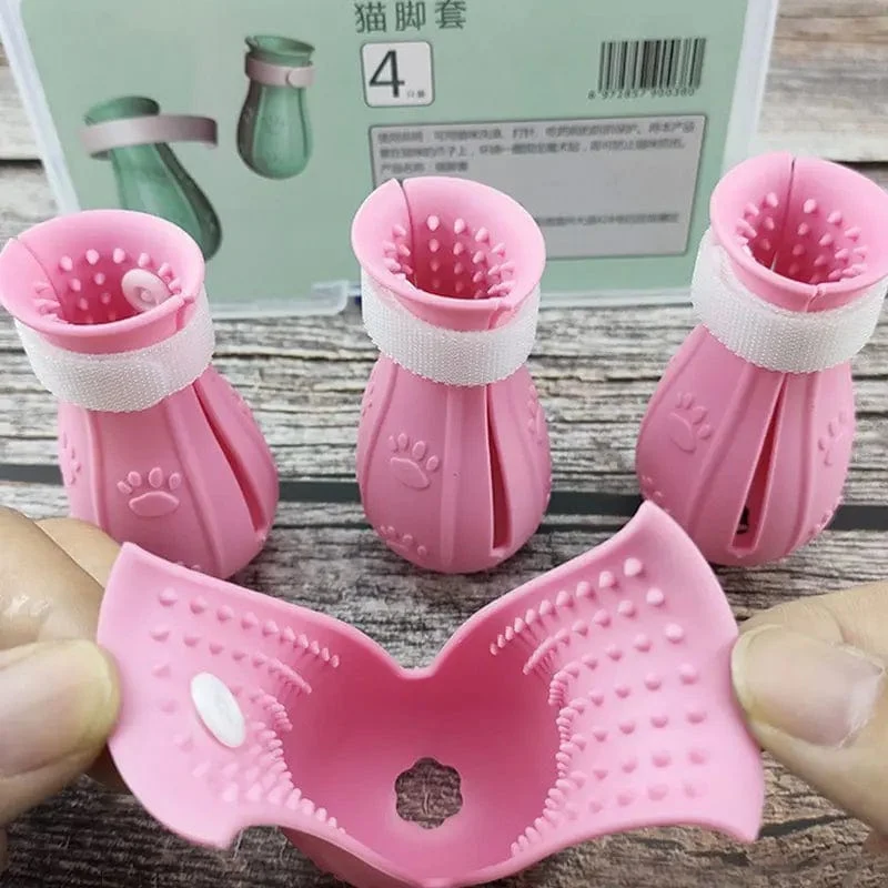 Katze Klaue Schutz Bad Anti-Scratch Katze Schuhe Für Katze Einstellbare Haustier Bad Waschen Stiefel Katze Pfote Nagel Abdeckung haustier Pflege Liefert