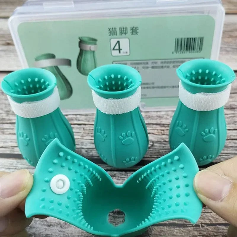 Katze Klaue Schutz Bad Anti-Scratch Katze Schuhe Für Katze Einstellbare Haustier Bad Waschen Stiefel Katze Pfote Nagel Abdeckung haustier Pflege Liefert