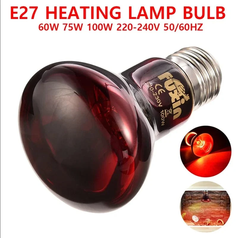 220–240 V E27 Geflügel-Heizlampe, 100/75/60 ​​W, Infrarot-Isolierungsheizung für Reptilien, Pflanzen, Amphibien, Haustiere, Vieh