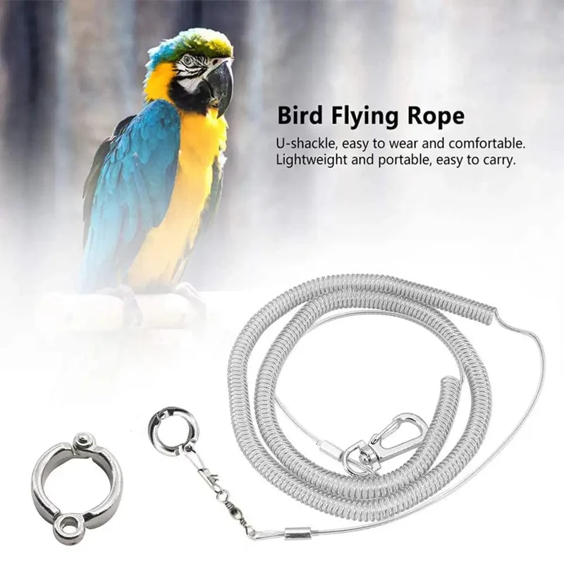 3M/6M Papageien-Vogel-Fliegen-Trainingsleine, ultraleichtes, flexibles Seil, Anti-Biss mit Beinring-Geschirr, Vogel-Trainingsseil im Freien