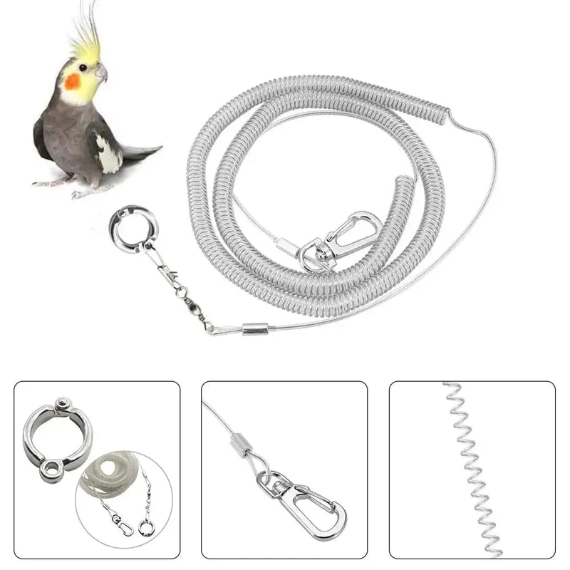 3M/6M Papageien-Vogel-Fliegen-Trainingsleine, ultraleichtes, flexibles Seil, Anti-Biss mit Beinring-Geschirr, Vogel-Trainingsseil im Freien