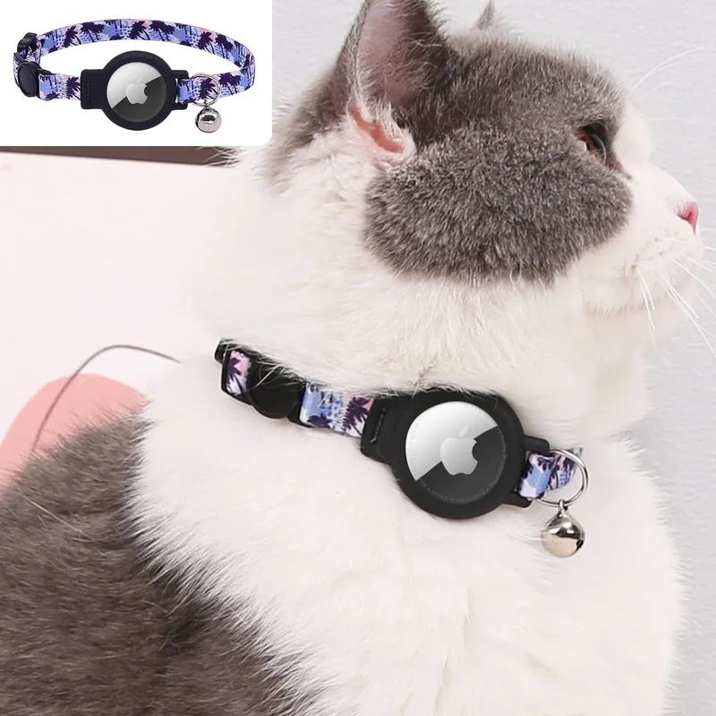 Rosa Katzenhalsband für Airtag, Silikon-Haustierhalsband, personalisierte Halskette für Kätzchen, Welpen, mit Glocke ohne Airtag-Haustierzubehör