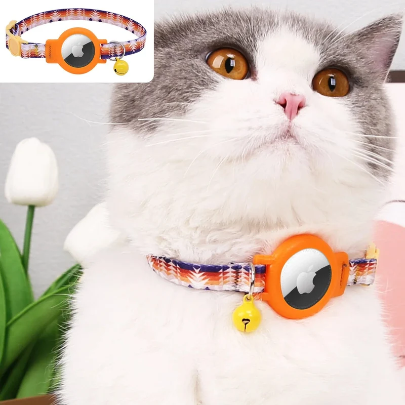 Rosa Katzenhalsband für Airtag, Silikon-Haustierhalsband, personalisierte Halskette für Kätzchen, Welpen, mit Glocke ohne Airtag-Haustierzubehör