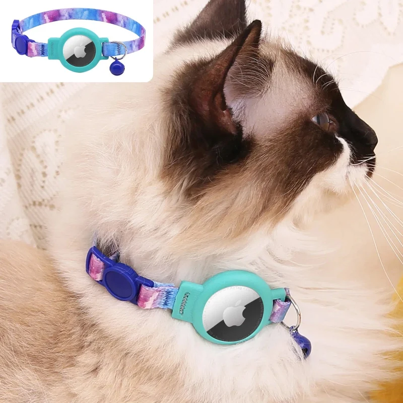 Rosa Katzenhalsband für Airtag, Silikon-Haustierhalsband, personalisierte Halskette für Kätzchen, Welpen, mit Glocke ohne Airtag-Haustierzubehör
