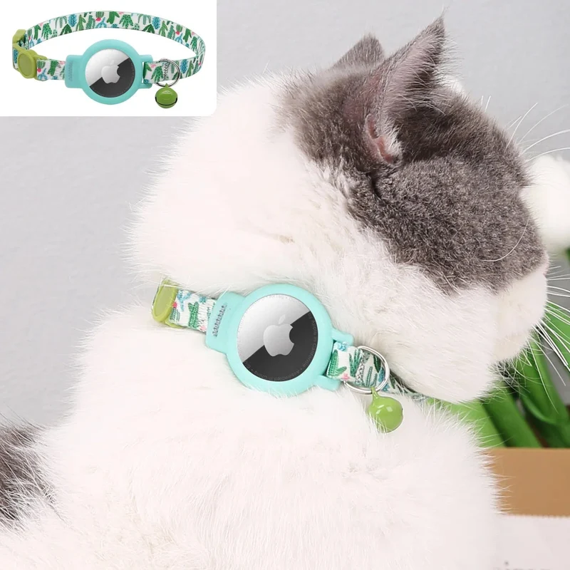 Rosa Katzenhalsband für Airtag, Silikon-Haustierhalsband, personalisierte Halskette für Kätzchen, Welpen, mit Glocke ohne Airtag-Haustierzubehör