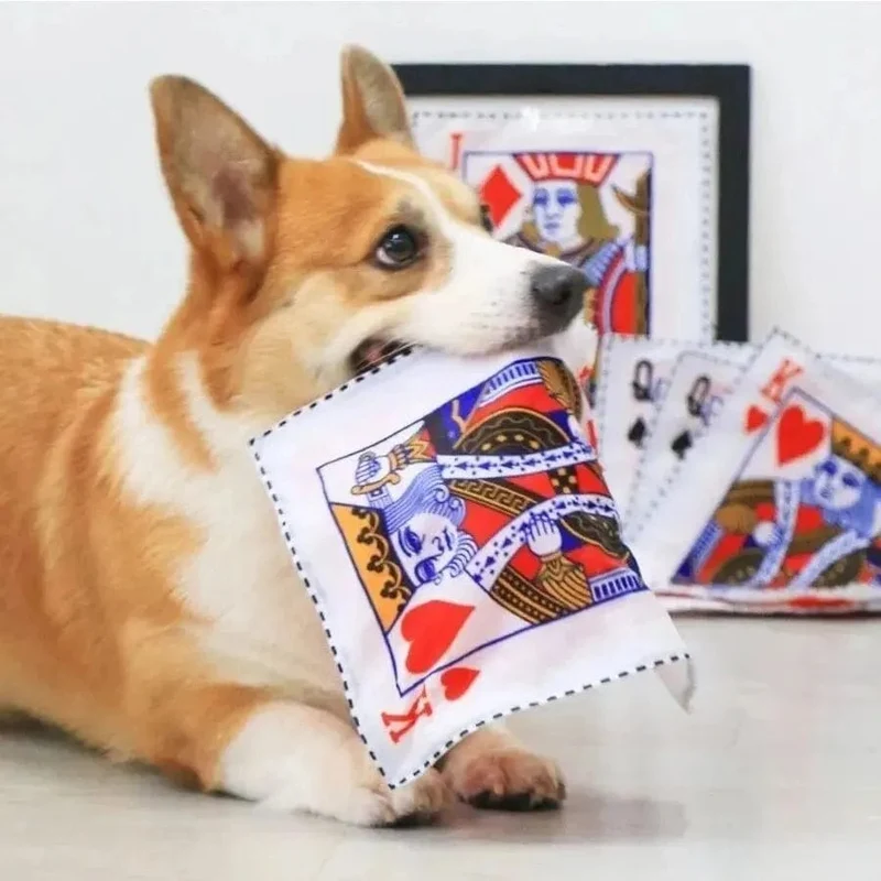 1 Stück reißfestes Haustier-Hunde-Sound-Spielzeug, simuliertes Quietschen, Zeitung, Spielkarte, KQJ, zahnbeständig, Corgi, Teddy, Welpe, interaktiv