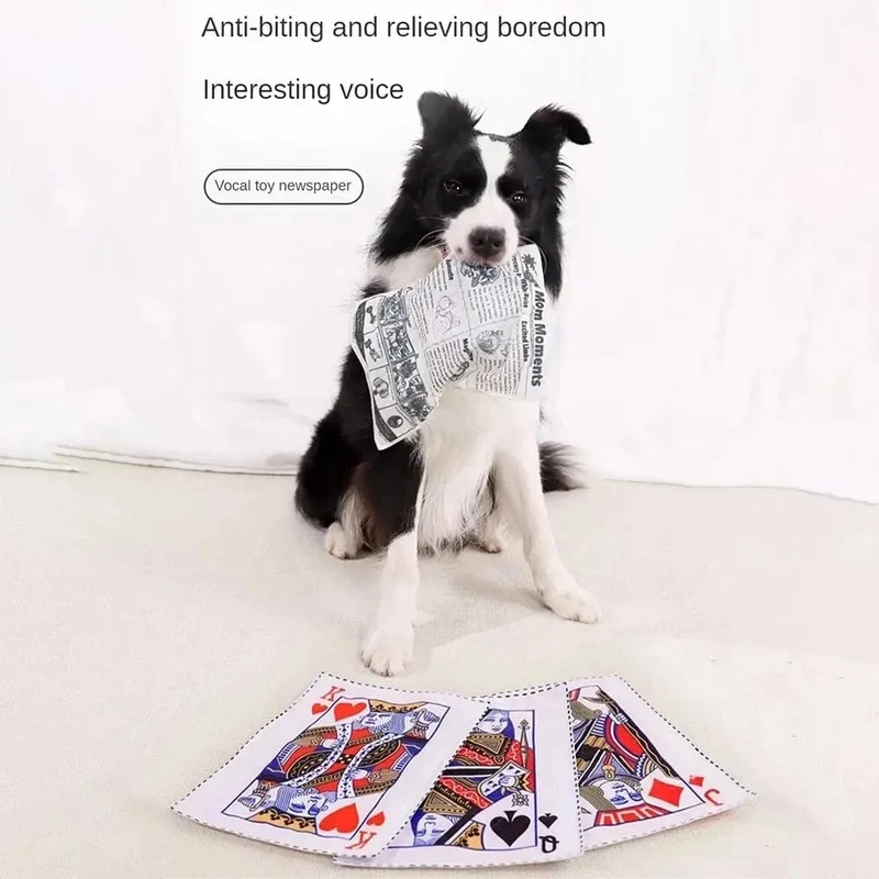 1 Stück reißfestes Haustier-Hunde-Sound-Spielzeug, simuliertes Quietschen, Zeitung, Spielkarte, KQJ, zahnbeständig, Corgi, Teddy, Welpe, interaktiv