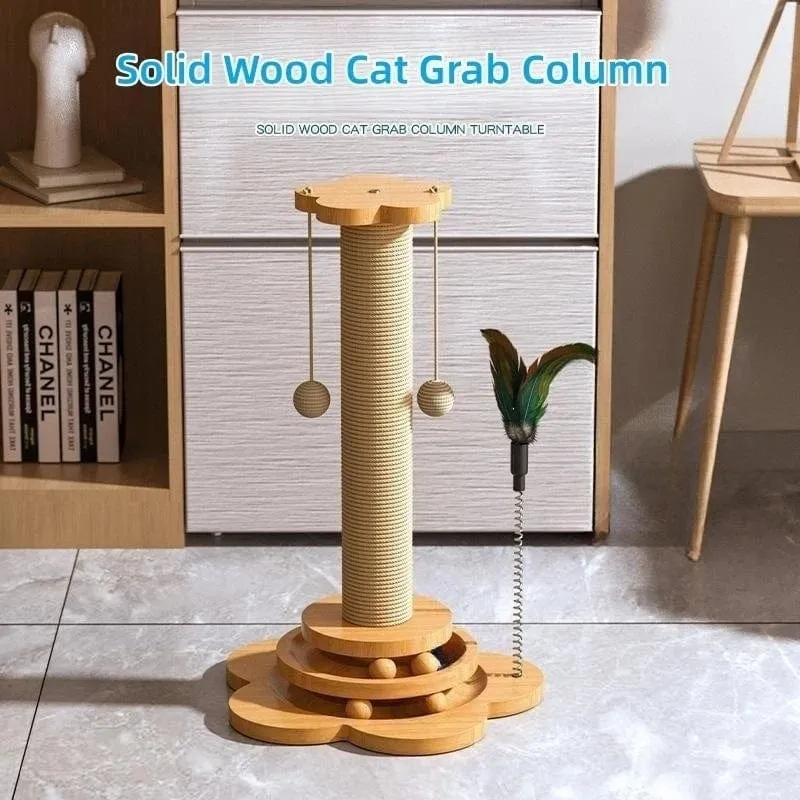 Haustier Katze Spielzeug Massivholz Katze Plattenspieler Lustige Katze Stick Bälle Langlebig Sisal Kratzbrett Katze Liefert Katze Greifen Spalte