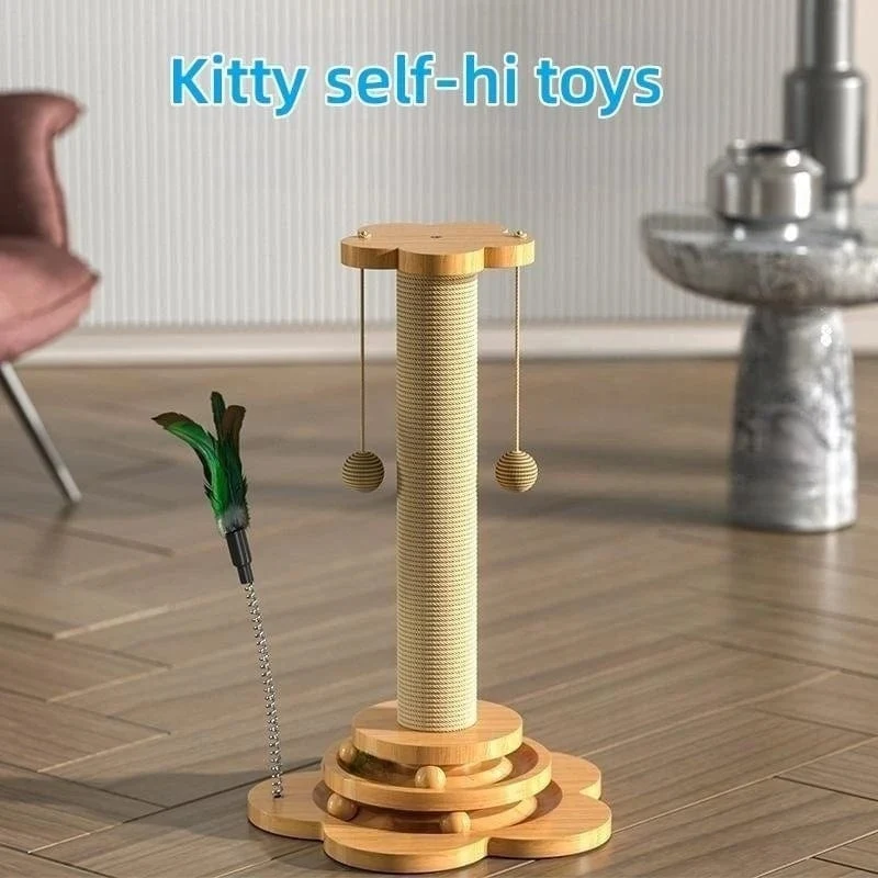 Haustier Katze Spielzeug Massivholz Katze Plattenspieler Lustige Katze Stick Bälle Langlebig Sisal Kratzbrett Katze Liefert Katze Greifen Spalte