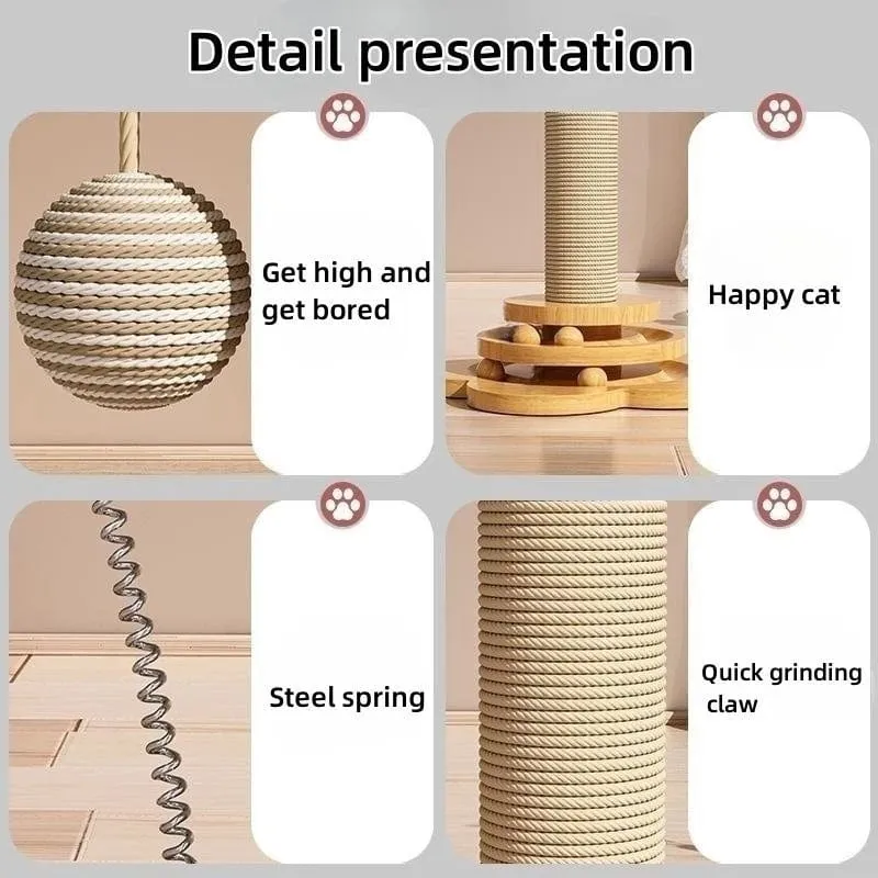 Haustier Katze Spielzeug Massivholz Katze Plattenspieler Lustige Katze Stick Bälle Langlebig Sisal Kratzbrett Katze Liefert Katze Greifen Spalte