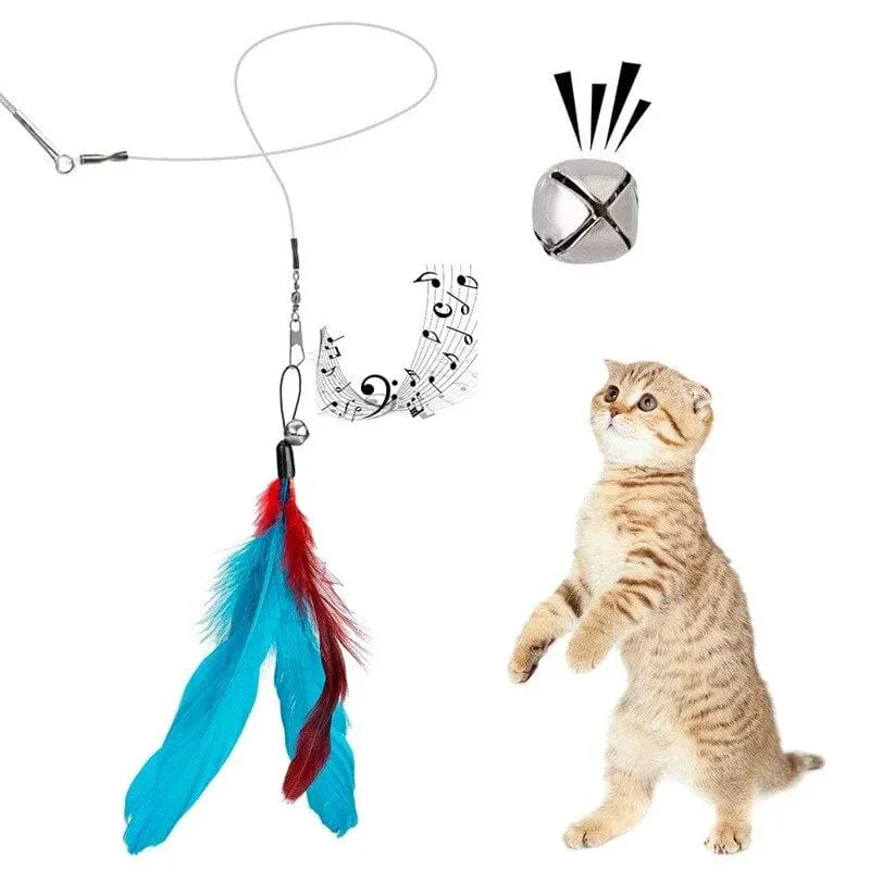 11-teiliges Ersatz-Katzenfeder-Spielzeug-Set, Feder-Ersatzkopf, einziehbarer Katzenstab, Katzenprodukte