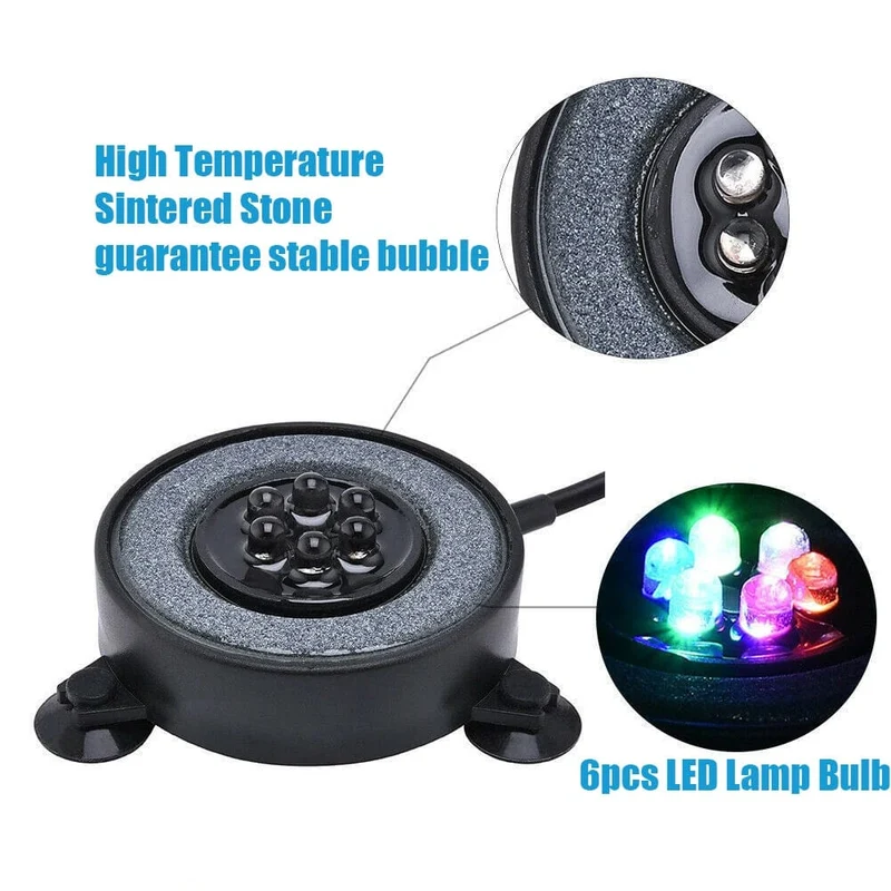 Tauchbares Unterwasser-Aquarium-Licht, Farbwechsel, LED-Luftlicht, Aquarium-Luftblase, 6-teilige Lampe, die Sauerstoff für das Aquarium herstellt