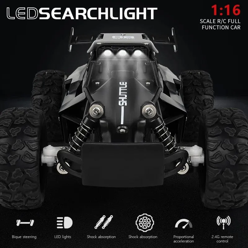 1:16 RC-Auto mit LED-Licht, 2.4 G, 2WD, 20 km/h, Hochgeschwindigkeits-Offroad-Klettern, ferngesteuertes Auto, Spielzeug, Geschenke für Kinder