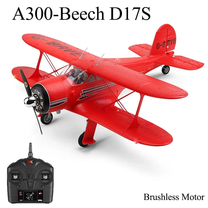 2023 neue WLtoys A300-Beech D17S RC Flugzeug RTF EPP 4CH Doppeldecker Bürstenlosen Motor Mit LED 3D/6G Gyro Version Mode1/Mode2 Schalter