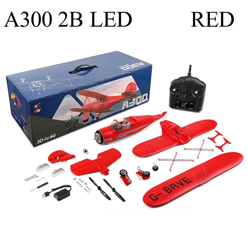 2023 neue WLtoys A300-Beech D17S RC Flugzeug RTF EPP 4CH Doppeldecker Bürstenlosen Motor Mit LED 3D/6G Gyro Version Mode1/Mode2 Schalter