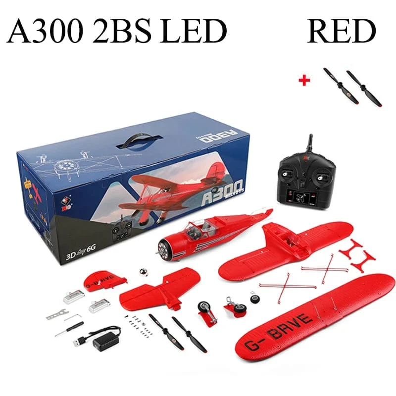 2023 neue WLtoys A300-Beech D17S RC Flugzeug RTF EPP 4CH Doppeldecker Bürstenlosen Motor Mit LED 3D/6G Gyro Version Mode1/Mode2 Schalter