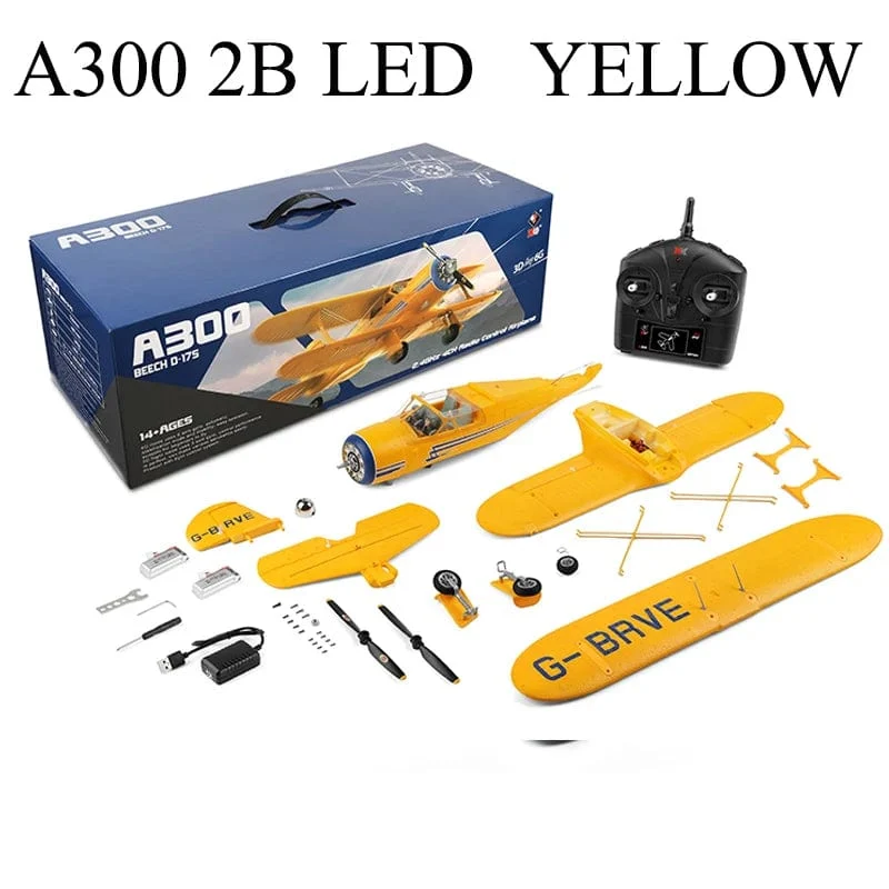 2023 neue WLtoys A300-Beech D17S RC Flugzeug RTF EPP 4CH Doppeldecker Bürstenlosen Motor Mit LED 3D/6G Gyro Version Mode1/Mode2 Schalter