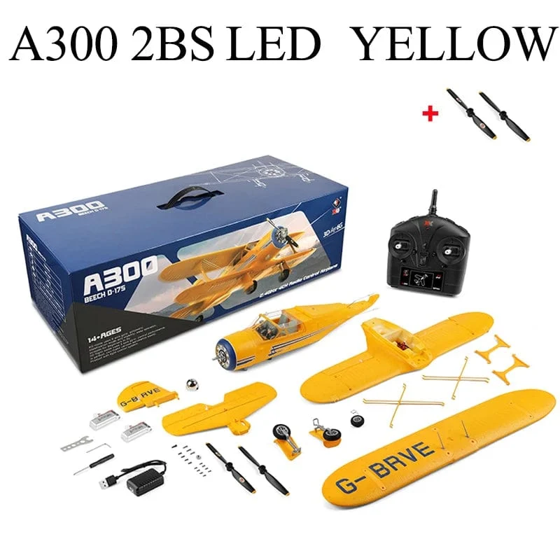 2023 neue WLtoys A300-Beech D17S RC Flugzeug RTF EPP 4CH Doppeldecker Bürstenlosen Motor Mit LED 3D/6G Gyro Version Mode1/Mode2 Schalter