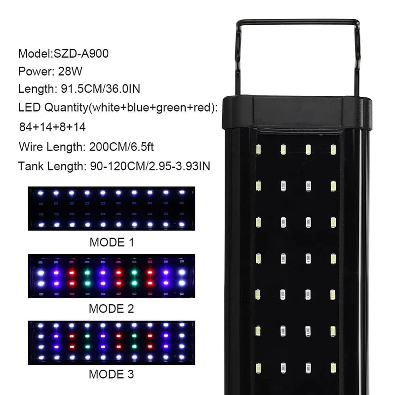 Aquarium LED-Licht Super Slim Fisch Tank Wasserpflanze wachsen Beleuchtung wasserdichte helle Clip-Lampe RGB LED 31-120cm für Fisch Tank