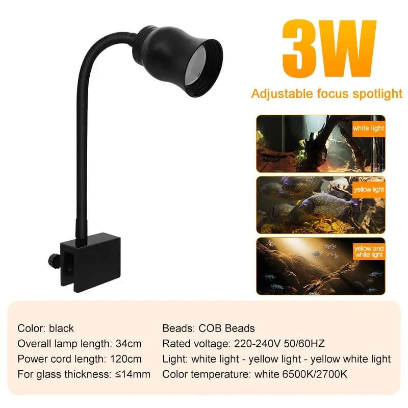 Aquarium Led Licht Aquarium Dekoration Einstellbarer Fokus Scheinwerfer Pflanzen Wachsen Lampe Schildkröte Reptilien Zubehör 5w 7w 9w 12w 15w