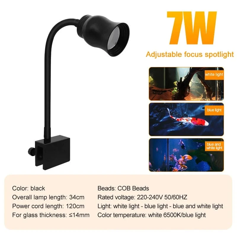 Aquarium Led Licht Aquarium Dekoration Einstellbarer Fokus Scheinwerfer Pflanzen Wachsen Lampe Schildkröte Reptilien Zubehör 5w 7w 9w 12w 15w