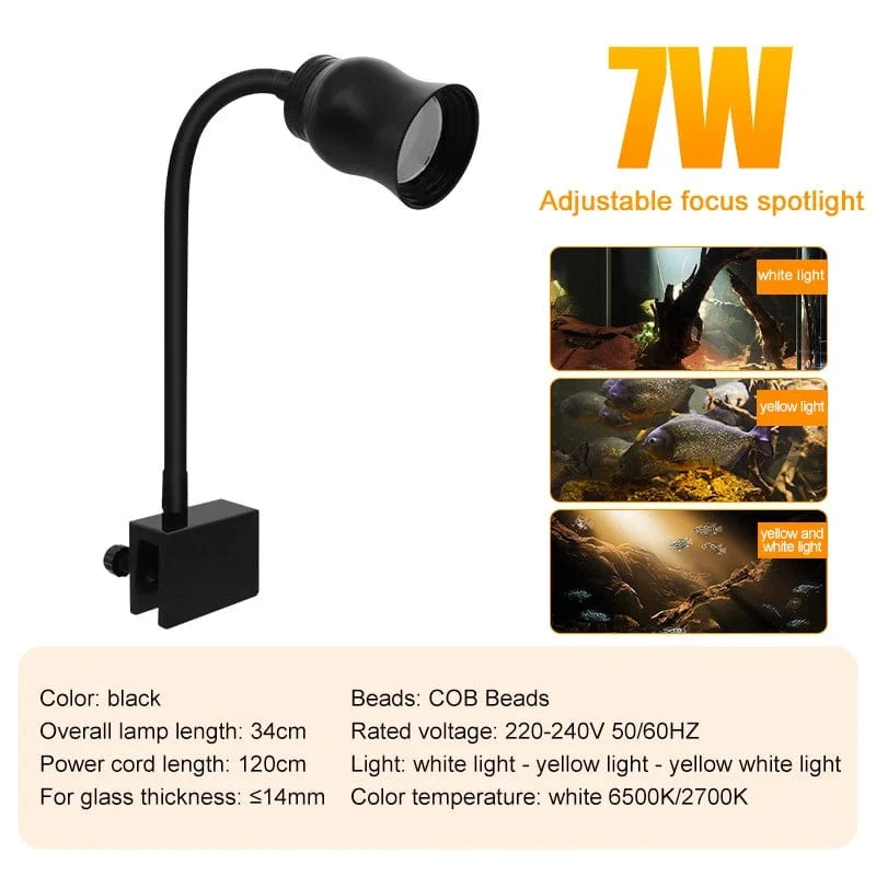 Aquarium Led Licht Aquarium Dekoration Einstellbarer Fokus Scheinwerfer Pflanzen Wachsen Lampe Schildkröte Reptilien Zubehör 5w 7w 9w 12w 15w