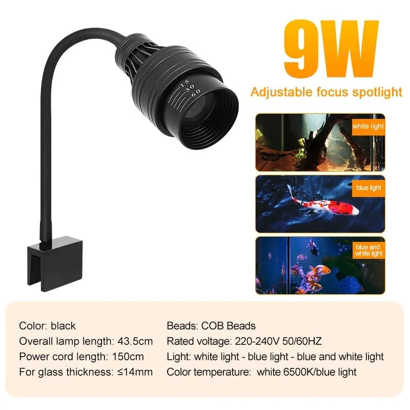 Aquarium Led Licht Aquarium Dekoration Einstellbarer Fokus Scheinwerfer Pflanzen Wachsen Lampe Schildkröte Reptilien Zubehör 5w 7w 9w 12w 15w