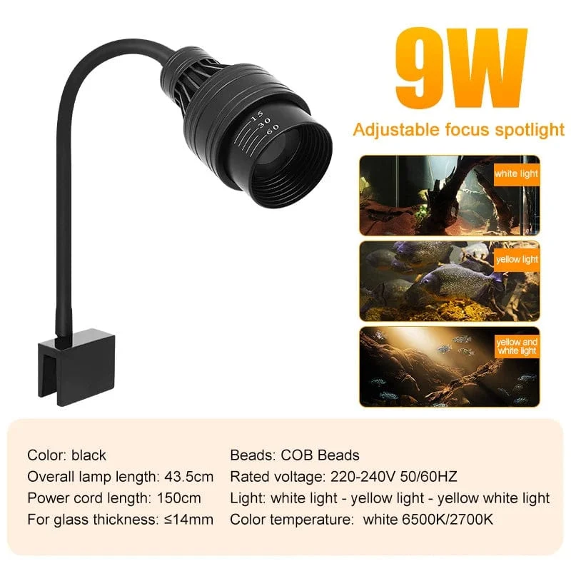 Aquarium Led Licht Aquarium Dekoration Einstellbarer Fokus Scheinwerfer Pflanzen Wachsen Lampe Schildkröte Reptilien Zubehör 5w 7w 9w 12w 15w