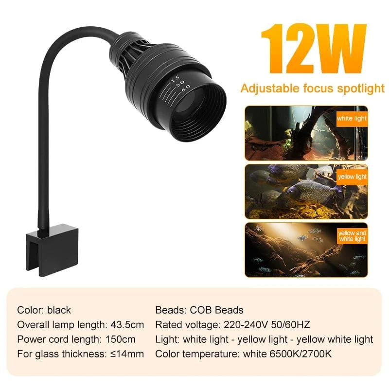 Aquarium Led Licht Aquarium Dekoration Einstellbarer Fokus Scheinwerfer Pflanzen Wachsen Lampe Schildkröte Reptilien Zubehör 5w 7w 9w 12w 15w