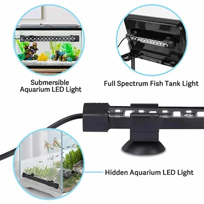 Fullgain Aquariumlicht, 24/7 wasserdicht, Vollspektrum-Aqualampe, Süßwasser-WRGB-LED-Aquariumlicht, Pflanzenwachstumsbeleuchtung