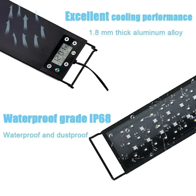 IP68 wasserdichtes LED-Aquariumlicht, Vollspektrum-Aquarienbeleuchtung mit Wachstumslampe für Wasserpflanzen, 24/7 und 100 V-240 V, 30-60 cm