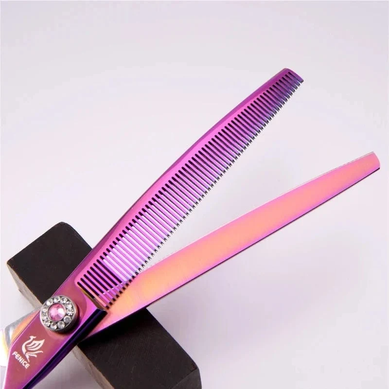 Fenice High-End 7.25 Zoll professionelle Hundepflegeschere, gebogene Effilierschere für Hunde und Katzen, Tierhaare, Tijeras Tesoura