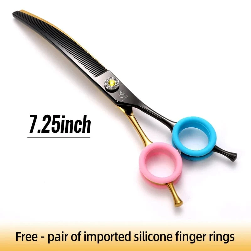 Fenice High-End 7.25 Zoll professionelle Hundepflegeschere, gebogene Effilierschere für Hunde und Katzen, Tierhaare, Tijeras Tesoura