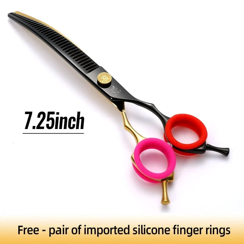 Fenice High-End 7.25 Zoll professionelle Hundepflegeschere, gebogene Effilierschere für Hunde und Katzen, Tierhaare, Tijeras Tesoura