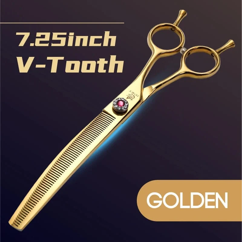 Fenice High-End 7.25 Zoll professionelle Hundepflegeschere, gebogene Effilierschere für Hunde und Katzen, Tierhaare, Tijeras Tesoura